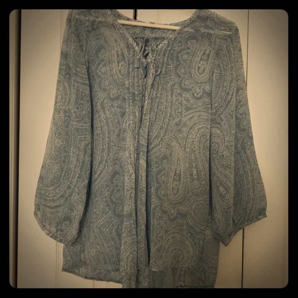 Pale blue paisley tunic; large